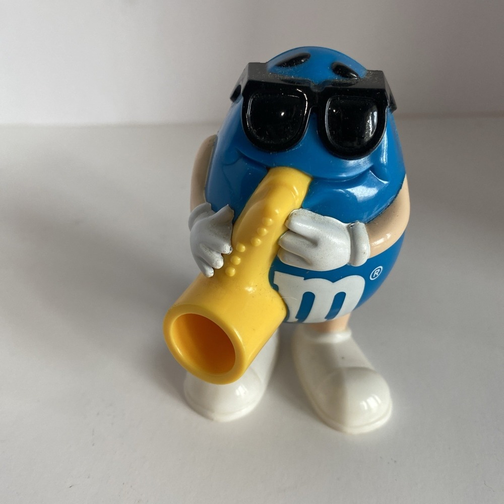 Vtg Burger King Kids Club Meal Toy Mars Blue M&M Sax Player Candy Dispenser 90s